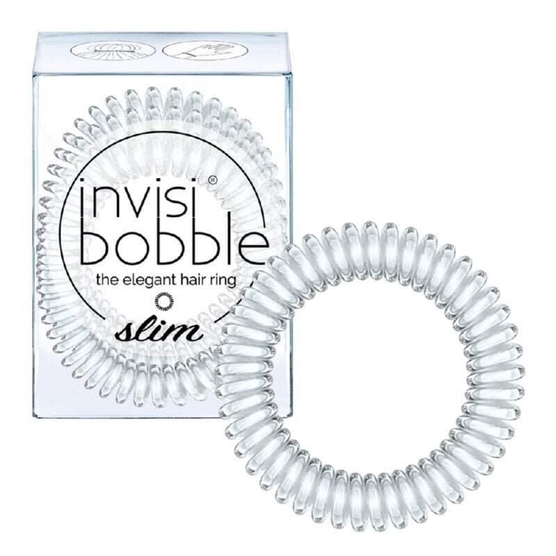 Õhuke spiraalne juuksekumm Invisibobble Slim, Crystal Clear, 3 tk цена и информация | Juukseaksessuaarid | hansapost.ee