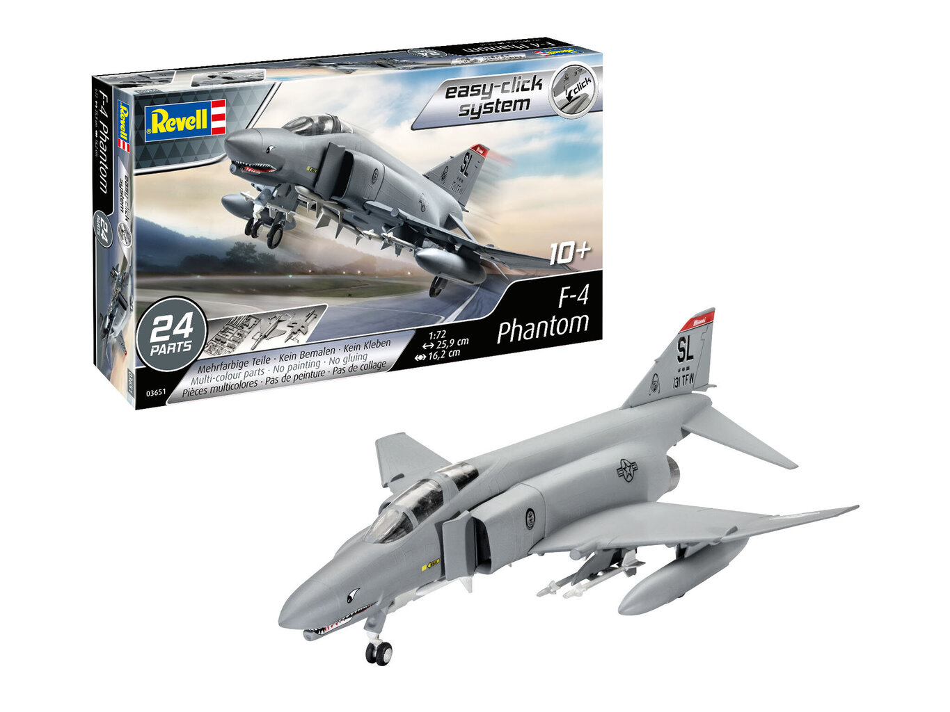 Revell - McDonnell F-4E Phantom II (easy-click), 1/72, 03651 цена и информация | Mänguasjad poistele | hansapost.ee