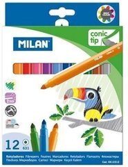 Фломастеры Milan Conic, 12 цветов цена и информация | Принадлежности для рисования, лепки | hansapost.ee