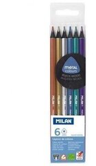 Цветные карандаши Milan Metalic, 6 цветов цена и информация | Принадлежности для рисования, лепки | hansapost.ee