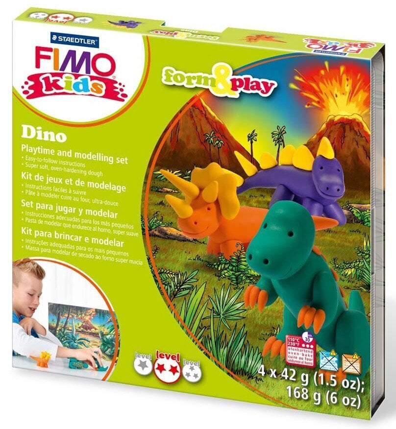 Voolimissavi Kids kompl Dinosaurus 4tk/pk Fimo 42g /5 hind ja info | Kunstitarbed, voolimise tarvikud | hansapost.ee