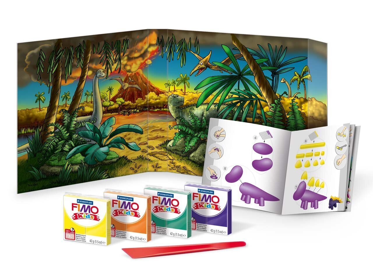 Voolimissavi Kids kompl Dinosaurus 4tk/pk Fimo 42g /5 цена и информация | Kunstitarbed, voolimise tarvikud | hansapost.ee