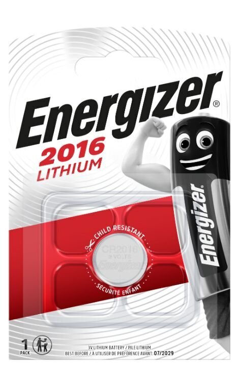 Patarei ENERGIZER Lithium CR2016 3V B1, 90 mAh, 1 tk цена и информация | Patareid | hansapost.ee