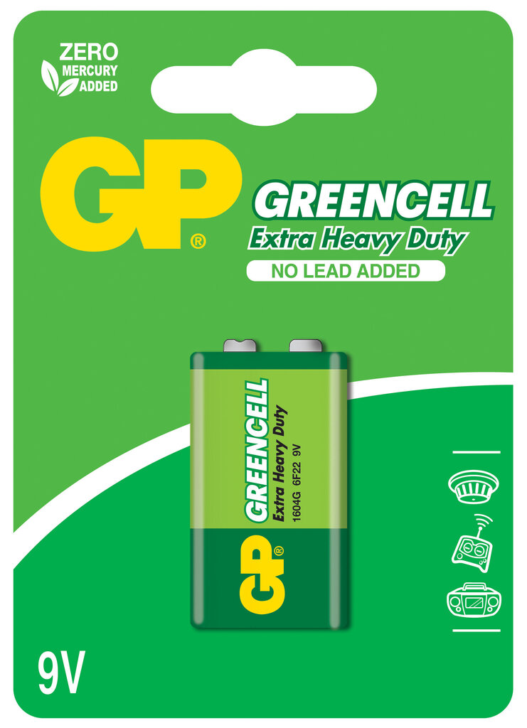 GP Greencell patarei 6F22 (9V) hind ja info | Patareid | hansapost.ee