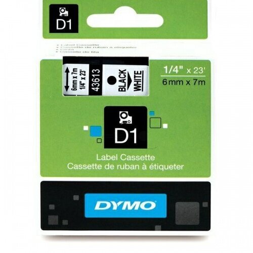 Dymo lint D1 6mmx7m must/valgel 43613 /5 цена и информация | Printeritarvikud | hansapost.ee