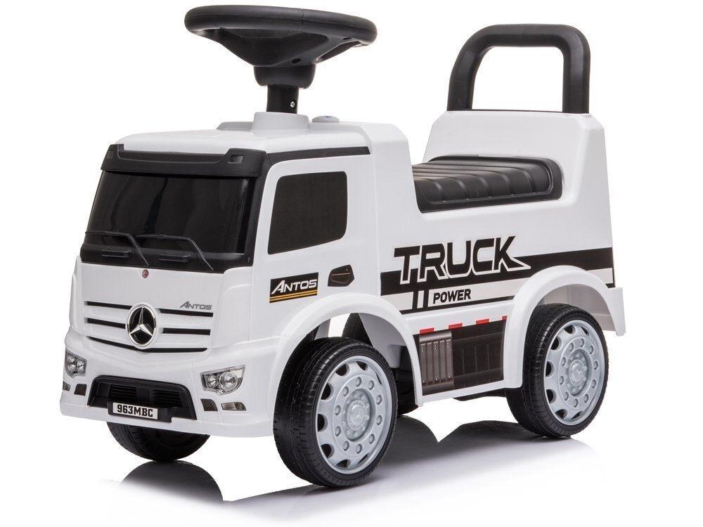 Laste tõukeauto Mercedes Antos 656, valge heli- ja valgusefektidega hind ja info | Beebide mänguasjad | hansapost.ee