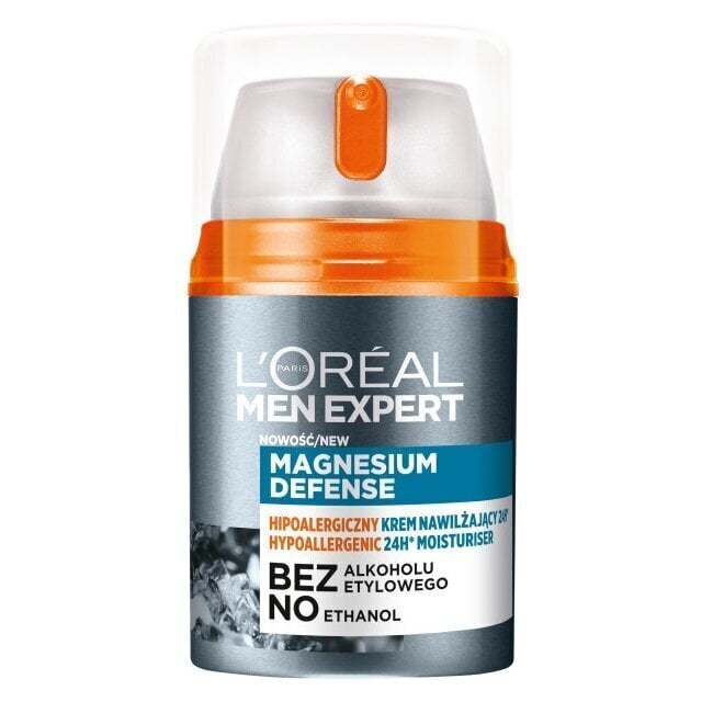 24 tundi niisutav näokreem L'Oreal Paris Men Expert Magnesium Defence, 50 ml hind ja info | Näokreemid | hansapost.ee