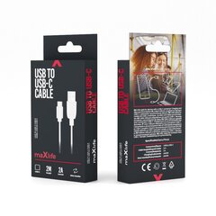 Maxlife cable USB - USB-C 2,0 m 2A white цена и информация | Кабели для телефонов | hansapost.ee