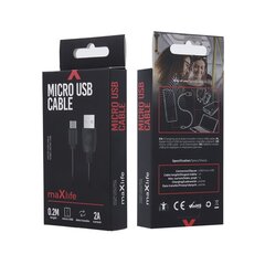 Кабель Maxlife cable USB - USB-C 0,2 м, 2A black цена и информация | Кабели для телефонов | hansapost.ee
