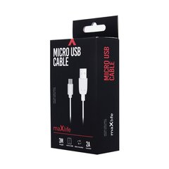 Maxlife cable USB - microUSB 3,0 m 2A white цена и информация | Кабели для телефонов | hansapost.ee