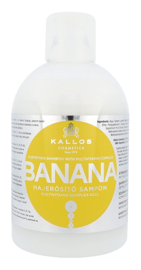 Kallos Cosmetics Banana šampoon 1000 ml цена и информация | Šampoonid | hansapost.ee