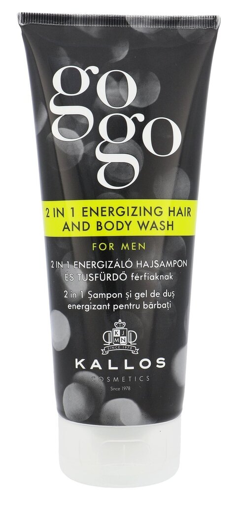 Šampoon meestele Kallos Cosmetics GoGo 2 in 1 Energizing 200 ml цена и информация | Šampoonid | hansapost.ee