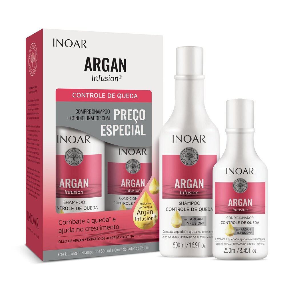 Juuksehoolduskomplekt juuste väljalangemise vastu INOAR Argan Infusion Loss Control Duo Kit: šampoon 500 ml + juuksepalsam 250 ml hind ja info | Šampoonid | hansapost.ee