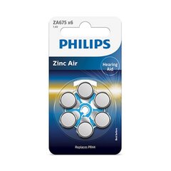 Patareid kuuldeaparaatidele Philips ZA675 1.4 V, 6 tk цена и информация | Батарейки | hansapost.ee
