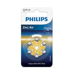 Patareid kuuldeaparaatidele Philips ZA10 1.4V, 6 tk цена и информация | Батарейки | hansapost.ee