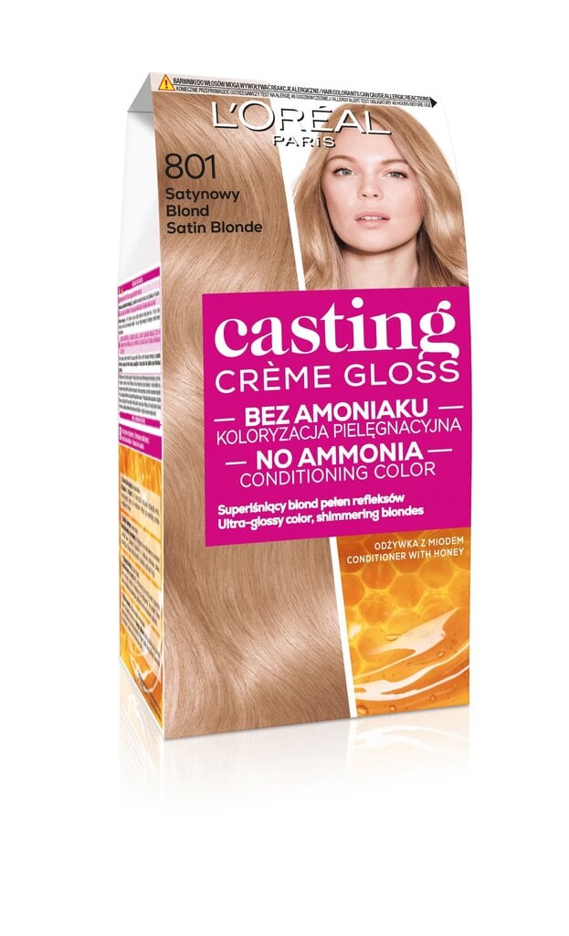 Juuksevärv L'Oreal Paris Casting Creme Gloss, 801 Satin Blonde цена и информация | Juuksevärvid | hansapost.ee