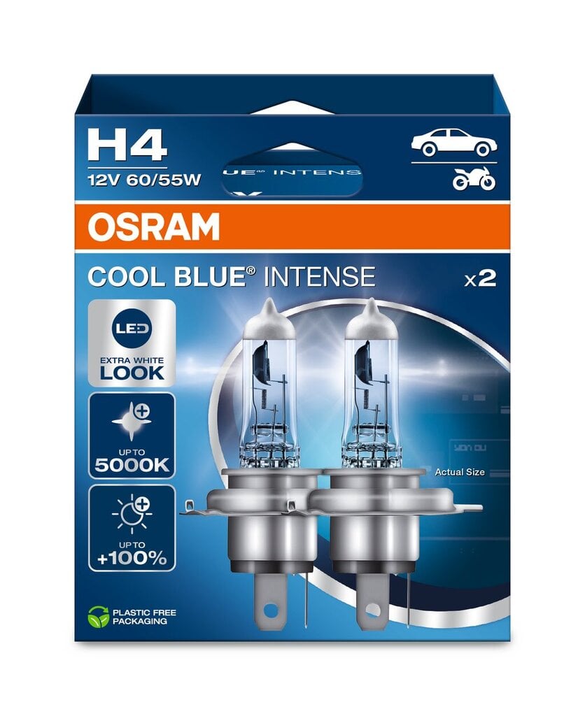 Auto pirnid Osram H4 Cool Blue Intense 60 / 55W 12V P43T, 2 tk hind ja info | Autopirnid | hansapost.ee