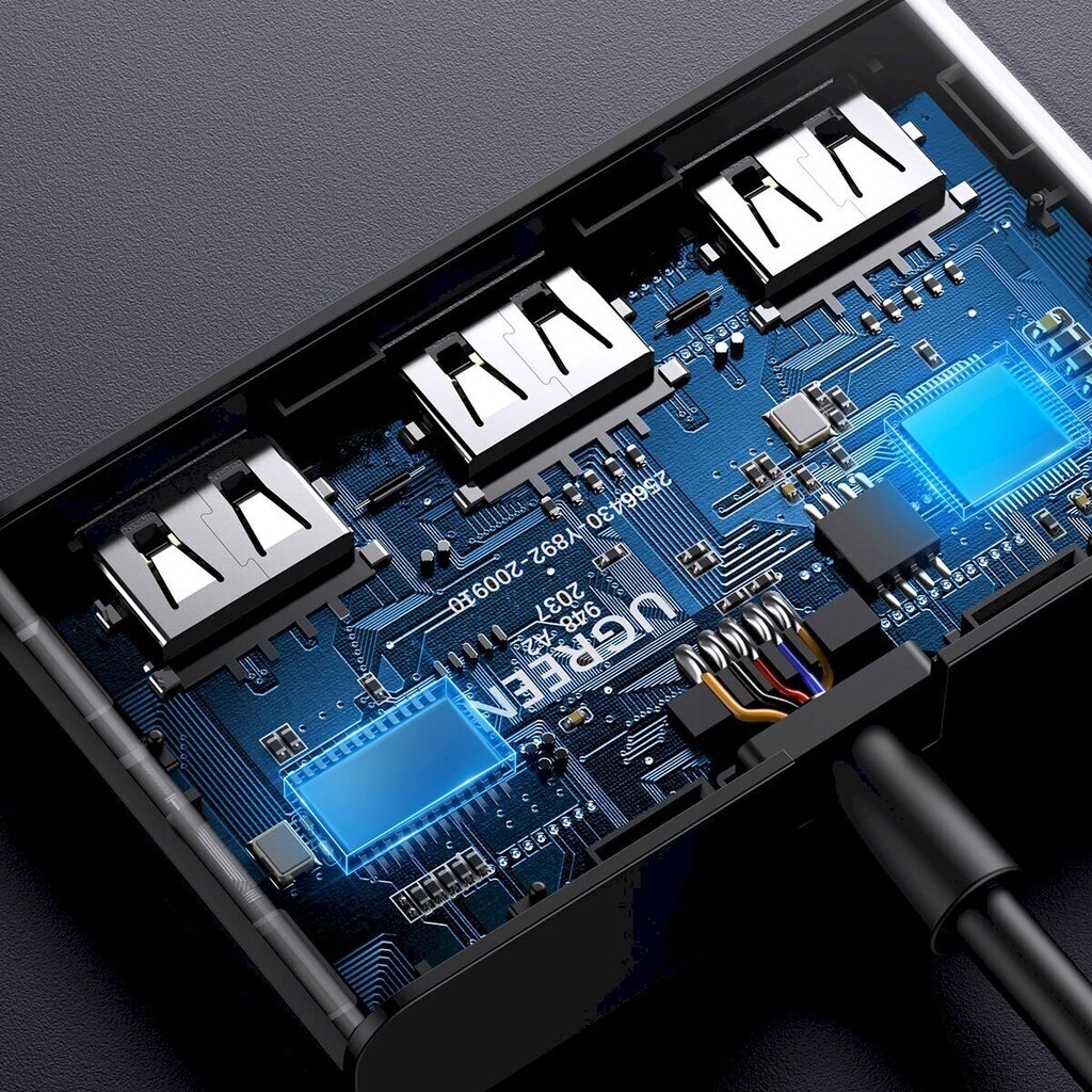 Ugreen switch adapter switch box USB 2 inputs - 3 outputs black (CM409) цена и информация | USB adapterid ja jagajad | hansapost.ee