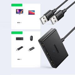 Ugreen switch adapter switch box USB 2 inputs - 3 outputs black (CM409) цена и информация | Адаптеры, USB-разветвители | hansapost.ee
