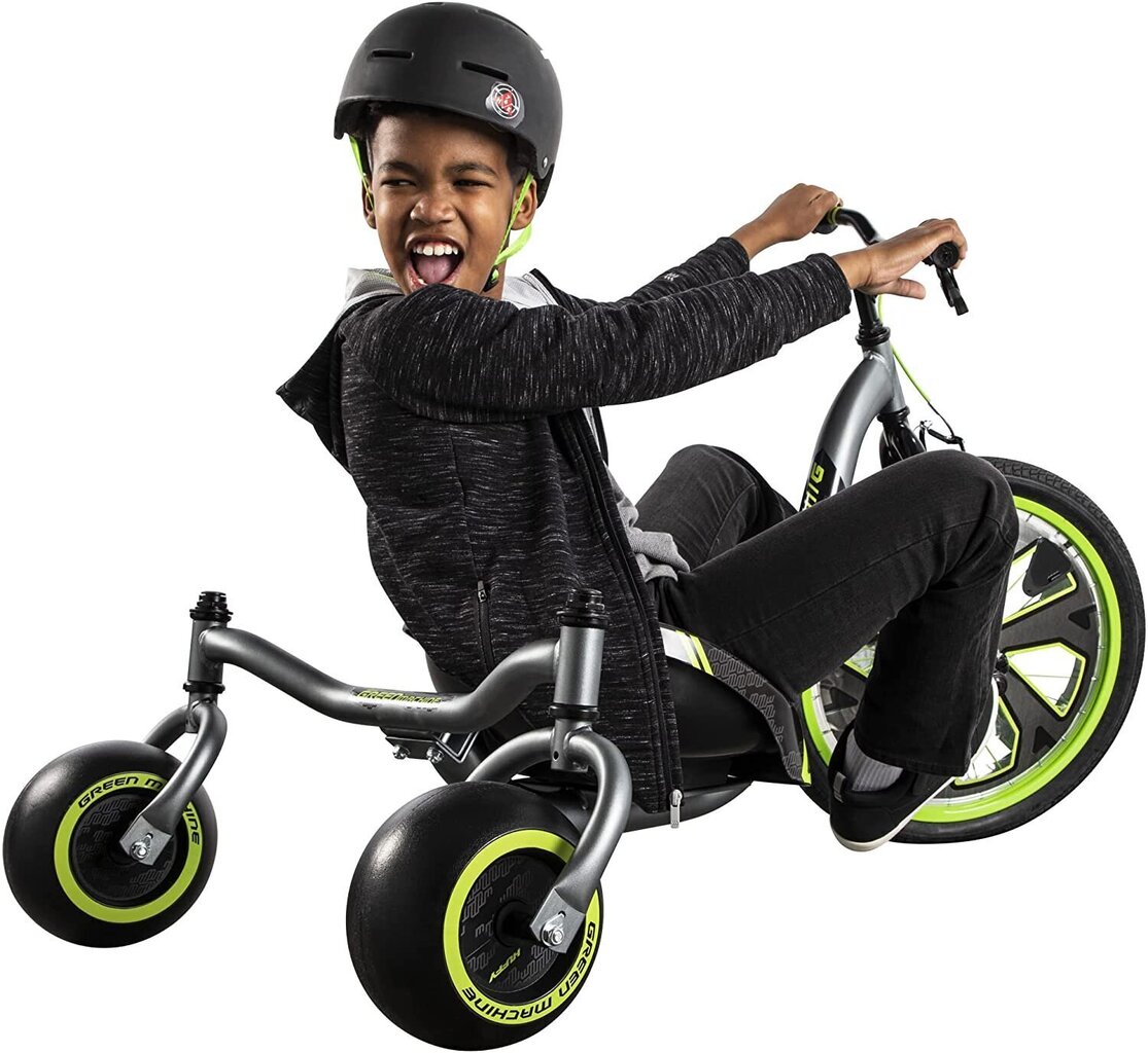 Kolmerattaline ratas Huffy Green Machine Drift Trike, hall / roheline / must hind ja info | Kolmerattalised jalgrattad lastele | hansapost.ee