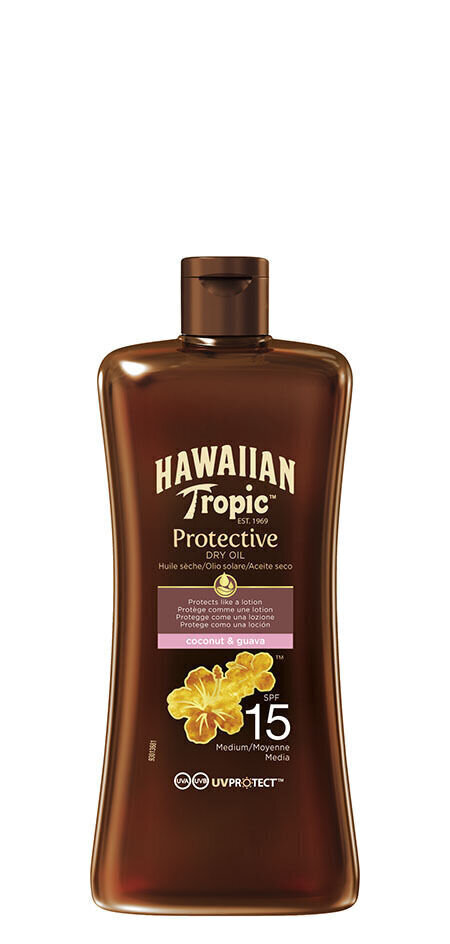 Kaitsev kuiv õli Hawaiian Tropic Protective Oil SPF 15 100 ml цена и информация | Päikesekaitse ja päevitusjärgsed kreemid | hansapost.ee
