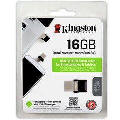 Mälupulk Kingston DT microDuo 16 GB, microUSB, USB 3.0 hind ja info | Mälupulgad | hansapost.ee