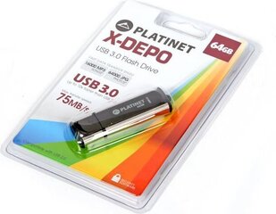 Флеш память Platinet X-DEPO PMFU364 64GB USB 3.0, черная цена и информация | USB накопители | hansapost.ee