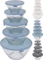 Набор стеклянных чаш с крышками, 5 шт цена и информация | Контейнеры для хранения продуктов | hansapost.ee