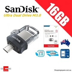 Mälupulk SanDisk - ULTRA DUAL DRIVE m3.0 16GB 130MB/s цена и информация | USB накопители данных | hansapost.ee