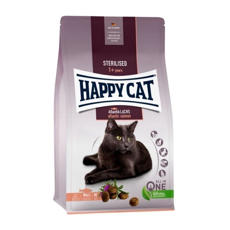 Happy Cat toit steriliseeritud kassidele lõhega Sterilised Atlantik Lachs, 4 kg hind ja info | Kassi kuivtoit ja kassikrõbinad | hansapost.ee