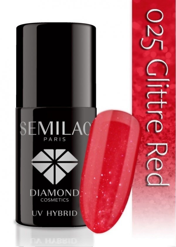 Hübriidküünelakk Semilac 025 Glitter Red, 7 ml цена и информация | Küünelakid ja küünelakieemaldajad | hansapost.ee