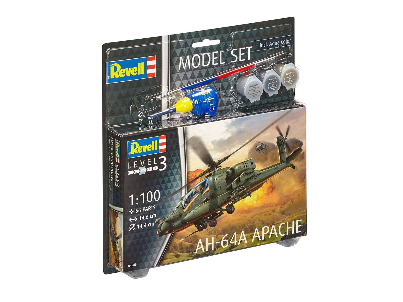 Revell - AH-64A Apache mudeli komplekt, 1/100, 64985 цена и информация | Klotsid ja konstruktorid | hansapost.ee