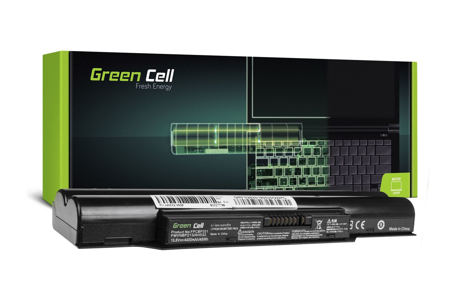 Green Cell Laptop Battery FPCBP331 FMVNBP213 Fujitsu Lifebook A532 AH532 цена и информация | Sülearvuti akud | hansapost.ee