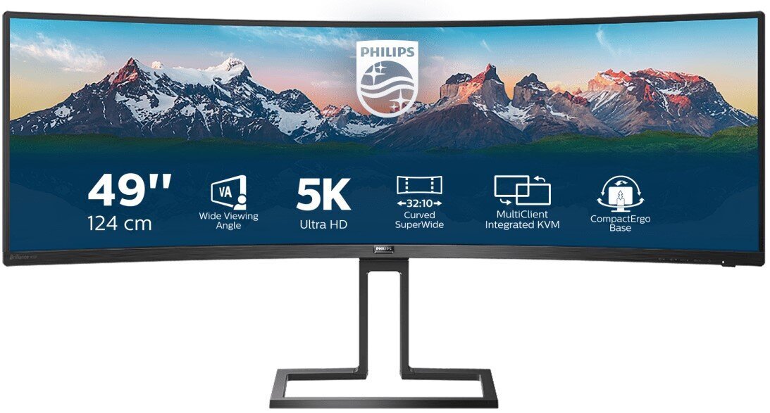 32:9 SuperWide curved LCD monitor PHILIPS 498P9/00 цена и информация | Monitorid | hansapost.ee