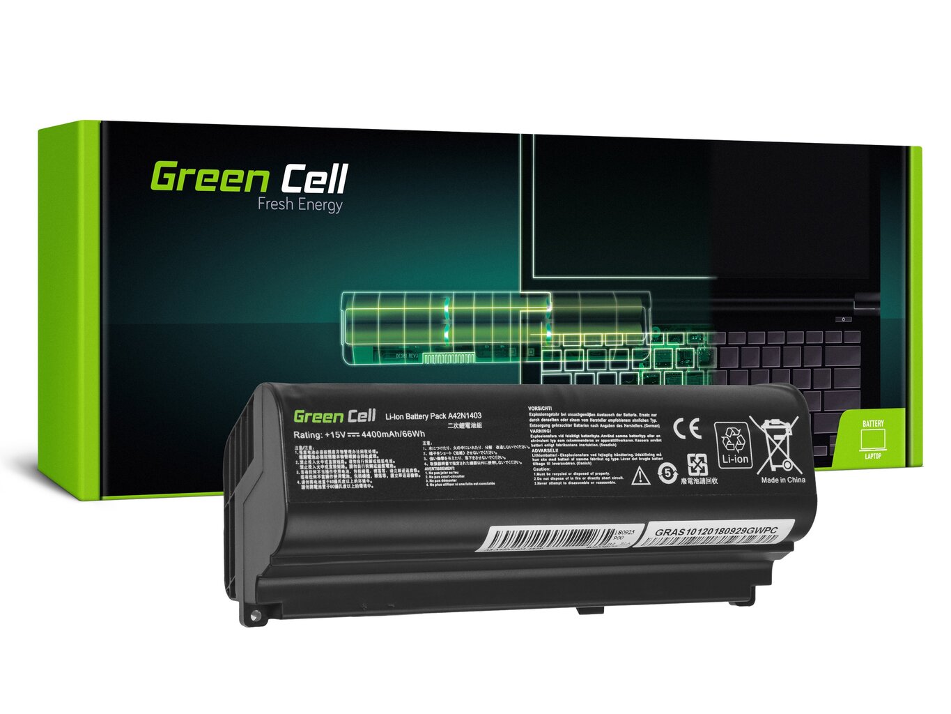 Green Cell Laptop Battery A42N1403 for Asus ROG G751 G751J G751JL G751JM G751JT G751JY hind ja info | Sülearvuti akud | hansapost.ee