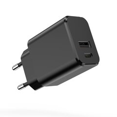 Setty charger 1x USB + USB-C 3A 20W black hind ja info | Laadijad mobiiltelefonidele | hansapost.ee
