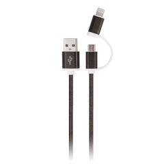 Setty 2in1 cable USB - microUSB + USB-C black nylon цена и информация | Borofone 43757-uniw | hansapost.ee