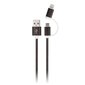 Setty 2in1 cable USB - microUSB + USB-C black nylon цена и информация | Mobiiltelefonide kaablid | hansapost.ee