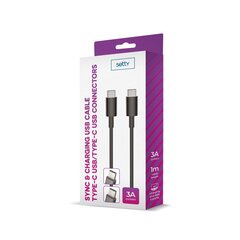 Setty cable USB-C - USB-C 1,0 m 3A black hind ja info | Mobiiltelefonide kaablid | hansapost.ee