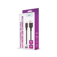 Setty cable USB - microUSB 3,0 m 2A black NEW цена и информация | Кабели для телефонов | hansapost.ee