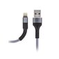 Maxlife MXUC-01 cable USB - Lightning 1,0 m 2A grey nylon hind ja info | Mobiiltelefonide kaablid | hansapost.ee