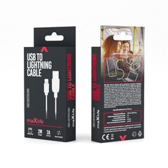 Maxlife cable USB - Lightning 2,0 m 2A white цена и информация | Кабели для телефонов | hansapost.ee