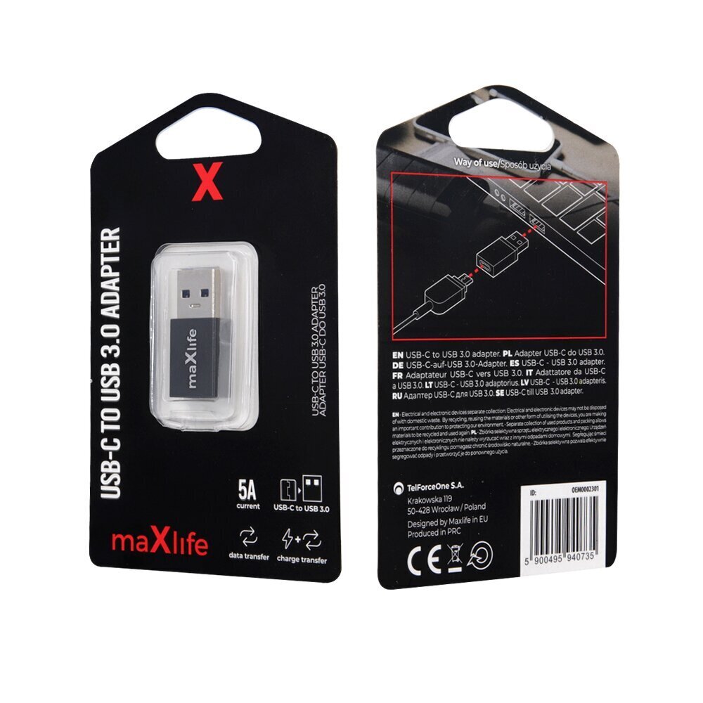 Maxlife USB-C to USB 3.0 adapter цена и информация | USB adapterid ja jagajad | hansapost.ee