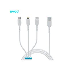 BWOO cable 3in1 X173 USB - Lightning + USB-C + microUSB 1,0m 3A white цена и информация | Кабели для телефонов | hansapost.ee