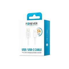 Кабель Forever USB - USB-C, 1.0 м 3А, белый цена и информация | Кабели для телефонов | hansapost.ee