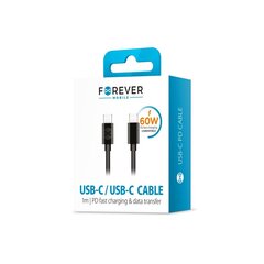 Forever cable USB-C - USB-C 1,0 m 3A black hind ja info | Mobiiltelefonide kaablid | hansapost.ee