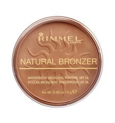 Бронзатор  Rimmel London Natural Bronzer Waterproof SPF15 14 г, 021 Sun Light цена и информация | Бронзеры (бронзаторы), румяна | hansapost.ee