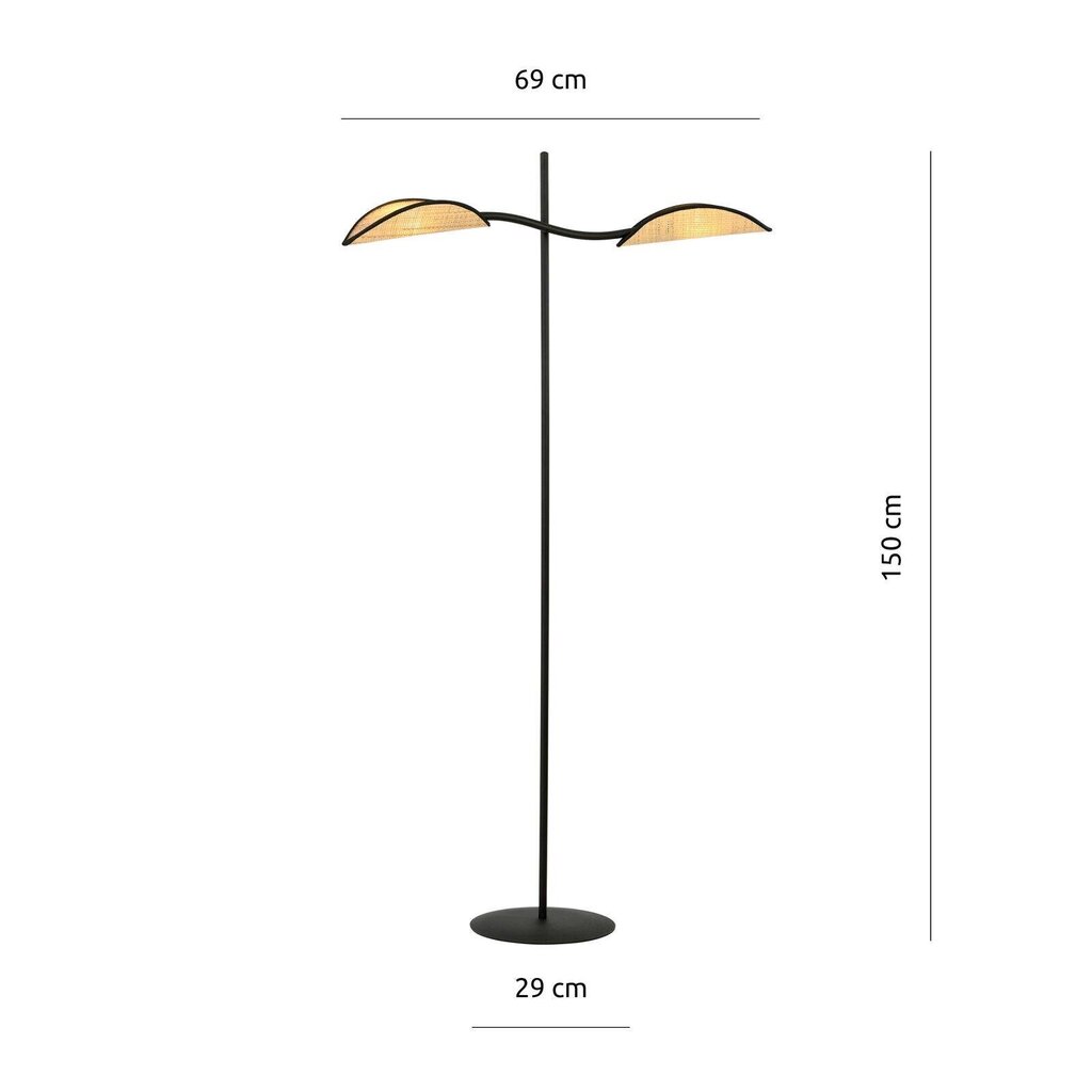 Emibig põrandalamp Lotus LP2 Black/Rattan hind ja info | Põrandalambid | hansapost.ee