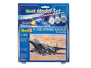 Revell - F-15E STRIKE EAGLE & bombs подарочный набор, 1/144, 63972 цена и информация | Конструкторы и кубики | hansapost.ee