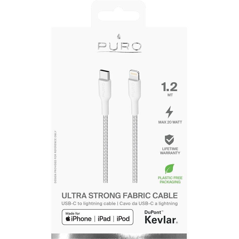 PURO Fabric Ultra Strong - valge hind ja info | Mobiiltelefonide kaablid | hansapost.ee